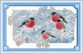 Chladné ráno tam vtáky Vytlačené Plátno DMC Počíta Cross Stitch Súpravy vytlačené Cross-stitch nastaviť Výšivky, Výšivky
