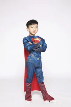Chlapec Deluxe Svalov Superman Cosplay Halloween Kostýmy pre Deti Detské Vianočné Kostýmy Maškarný Jumpsuit s Cape anime