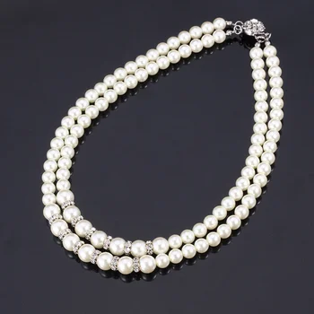 Choker Náhrdelník Pre Ženy Vintage Elegantné Nevesta Šperky Biela/Čierna syntetická Perla Perličiek Drahokamu Značky Príslušenstvo N602