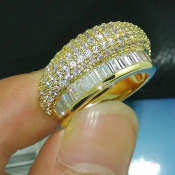 Choucong Hot Kráľovské Šperky 5A Zirkón kameň 10kt Zlata Plné Stranou Prsteň Darček Veľkosť 6-9
