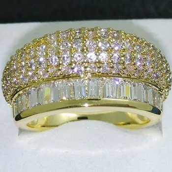 Choucong Hot Kráľovské Šperky 5A Zirkón kameň 10kt Zlata Plné Stranou Prsteň Darček Veľkosť 6-9