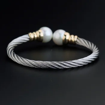 CHRAN Strieborné Pozlátené Pearl Kostým Značky Šperky Podpora Módne Nehrdzavejúcej Ocele Skrútený Kábel Náramky & Prívesky pre Ženy