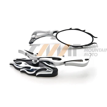 Chrome Plameň Zrkadlá prípade Harley Sportster XL Dyna Softail Electra Glide Chopper