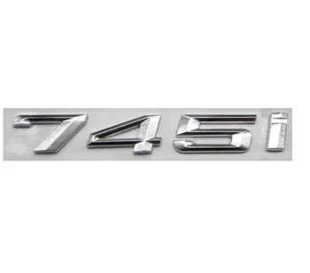 Chróm Lesklé Striebro ABS Počet Písmen Slová Kufri Odznak Znak Písmeno Odtlačkový Nálepka pre BMW 7 Series 745i