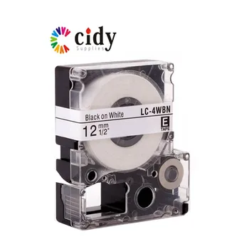 CIDY 2 ks lepiacej laminované LC4WBN LC 4WBN LC-4WBN9 / SS12KW Čierne na Bielom pre kompatibilné epson kazetové pásky kazety