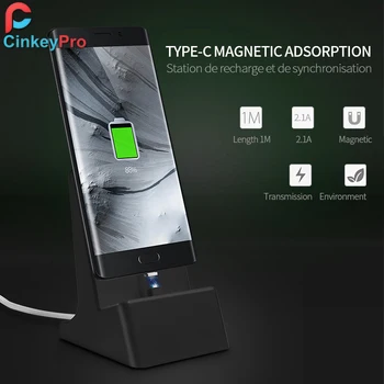 CinkeyPro Typu C, USB Nabíjací Dock Magnetický Stojan Pre Samsung Mobilný Telefón Držiak Univerzálny Typ-C 5V/2A Nabíjanie pomocou 1M Kábel