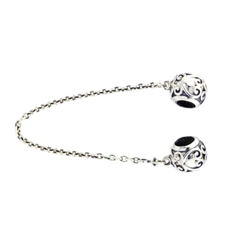 CKK 925 Sterling Silver Šperky Očarený Srdce Bezpečnosti Reťazca Charms Korálky Hodí Náramky Pre Šperky Robiť