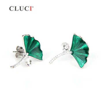 CLUCI 925 sterling silver Green Leaf náušnice montáž Šperky Minimalistický Kvetinový Náušnice Pre Ženy Šperky Bijoux Elegantný Darček