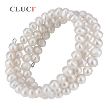 CLUCI Jednoduchý Dizajn Značky Ušľachtilý Sladkovodné Perly Elastický Náramok Vyhlásenie Šperky, Strieborné Pozlátené náramok Biele Perly Ženy