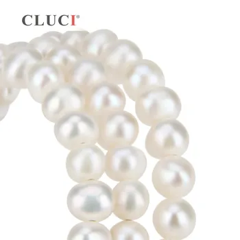CLUCI Jednoduchý Dizajn Značky Ušľachtilý Sladkovodné Perly Elastický Náramok Vyhlásenie Šperky, Strieborné Pozlátené náramok Biele Perly Ženy