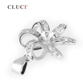 CLUCI ženy šperky Kvet Tvar 925 sterling silver náhrdelník prívesok perla príslušenstvo, môžete nalepiť na pearl