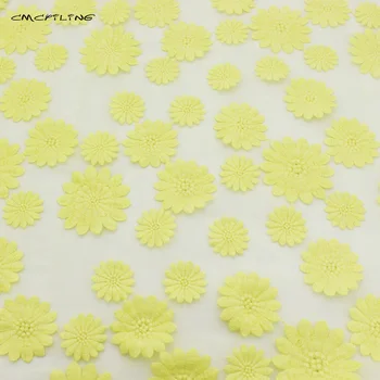 CMCYILING Žltá Výšivky Organza Textílie Tylu Vyšívaný Kvetinový Oblečenie Tissu Šitie Sukne Handričkou Čipky Textílie 50*120 cm