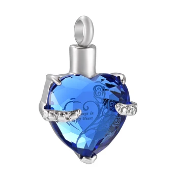 CMJ9790 Modré Crystal Srdce drahocenná pamiatka Šperky z Nerezovej Ocele Pamätník Prívesok Urč Náhrdelník pre Popol pre Ženy Muži