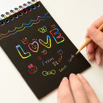 Coloffice kawaii memo podložky Deti Dúhy Farebné Poškriabaniu Art Kit Magic Kreslenie, Maľovanie na Papier Notebook school &office suppplies