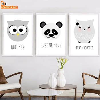COLORFULBOY Panda Sova Ďatľa Nordic Wall Art Plátno Maľovaní Plagátov A Vytlačí Zvierat Stenu Obrázky detská Izba Dekor Štúdia