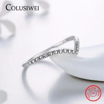 COLUSIWEI Predaj Módnych Stohovateľné Šperky Reálne 925 Sterling Silver Jednoduché Geometrické Krúžok Klasické Prst Snubné Prstene Pre Ženy