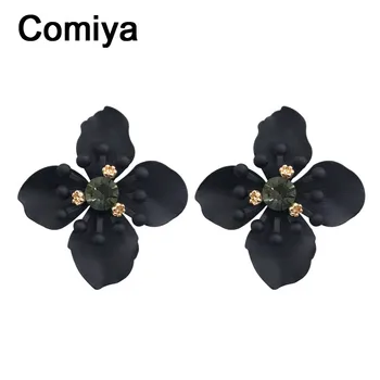 Comiya Dizajnér Čierne Kvety Stud Náušnice Pre Ženy, Šperky, Doplnky Boucle D'oreille Kôš Femme Veľkoobchod Post Náušnice