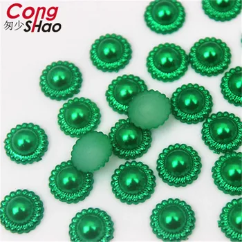 Cong Shao 1000pcs 9 mm Farebné Kolo flatback imitácia perly korálky ABS Akryl Drahokamu nášivka DIY kostým Tlačidlo CS619