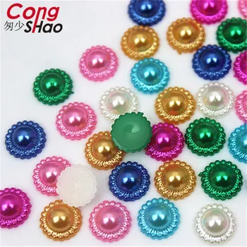Cong Shao 1000pcs 9 mm Farebné Kolo flatback imitácia perly korálky ABS Akryl Drahokamu nášivka DIY kostým Tlačidlo CS619