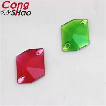 Cong Shao 100ks 16*20 mm Fluorescenčné farby kozmického tvar Živice Drahokamu kamene a kryštály šitie 2 Diery kostým Tlačidlo CS199
