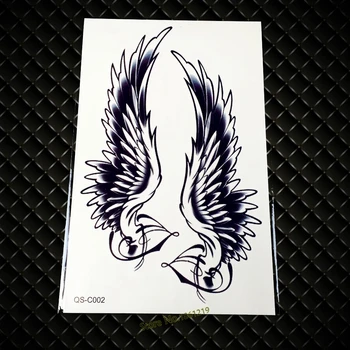 Cool Fashion Veľké čierne arm tattoo GQS-C002 sexy anjel krídla, perie dizajn späť tetovanie ženy henna nepremokavé dočasné tetovanie