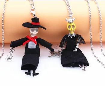 Cool Hat man Prívesok Akryl Dlhým Reťazcom Náhrdelník Black Módne Šperky Pre Halloween Lebky Bábika náhrdelník Mužov Unisex Príslušenstvo