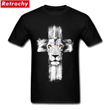 Cool lev z júdovho ježiš T Shirt Mužov Zábavné Kríž Lev Tee Košele Mans Vlastné Krátky Rukáv valentínske 3XL Tričko Topy