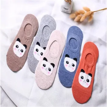 [COSPLACOOL] Japonský kreslený zvierat ponožka tlač panda/ovce/lev bežné Neviditeľné Non-slip ženy ponožka Žakárové papuče ženy