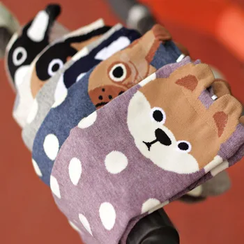 [COSPLACOOL] kórejský štýl jar a v lete Módne Bavlna Tlač Ponožky ženy roztomilý škvrny psov Ponožky kreslených