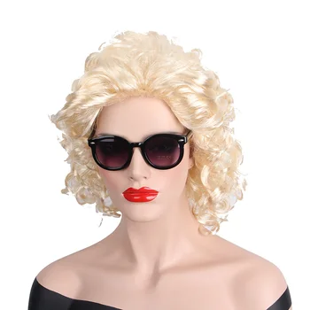 Cosplay Parochne pre Ženy Blond Parochňu Vlasy Anxin Krátke Kučeravé Svetlo Zlato Marilyn Monroe Syntetické Vlasy Pre Ženy