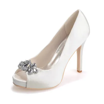 Creativesugar Dámske elegantné saténové šaty topánky crystal kúzlo otvorené prst čerpadlá hostiny, svadobné svadobné party ružová, červená, fialová strieborná