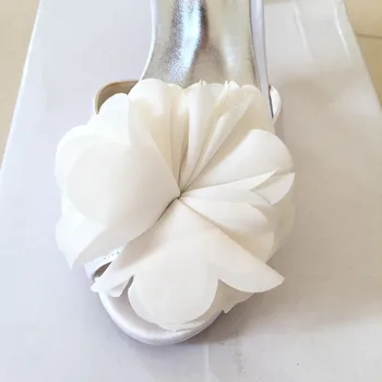 Creativesugarsatin D'orsay kvetinové kúzlo otvorené prst žena, topánky, svadobné svadobné party večerné šaty čerpadlá lady podpätky biele, ružové a modré
