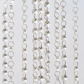 Crystal Clear Akryl Osemhranné perličkové Girlandy Luster Visí Na spoločenské, svadobné boda dekorácie dodávky ,1M