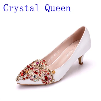Crystal Kráľovná 5cm Päty Žena, Svadobné Topánky Čerpadlá S Luxusné Kamienky Svadobné Topánky Ženy Dámy Bling Party Šaty Topánky