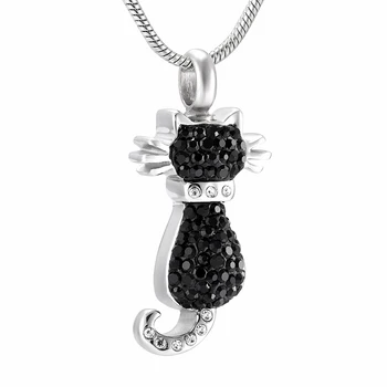 Crystal Mačka Náhrdelník Prívesok Na Popol Luxusné Ružová/Clear/Black Drahokamu Pet Urč Kremácie Náhrdelník Ženy Pamätník Šperky