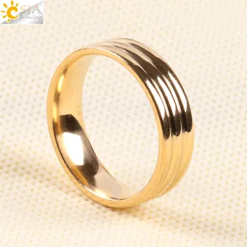 CSJA-6mm Široký Gold-farba Nehrdzavejúcej Ocele, Prstene Hladký Rotácia Jednoduchý Dizajn Snubné Prstene pre Muža, Ženu, Módne Šperky E931