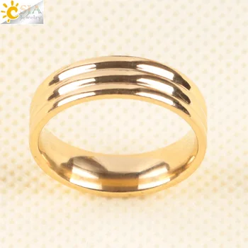 CSJA-6mm Široký Gold-farba Nehrdzavejúcej Ocele, Prstene Hladký Rotácia Jednoduchý Dizajn Snubné Prstene pre Muža, Ženu, Módne Šperky E931