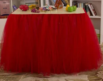 Custom Handmade Narodeniny Banquet Tabuľka Sukne Pre Účastníkov Party Dekorácie Organza Ružové Svadobné Tylu Tutu Tabuľka Sukne 91x80cm