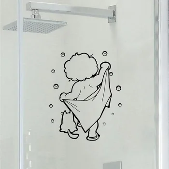 Cute Baby Kúpanie Kúpeľňa S Wc Dvere Nálepky Kúpeľňa Sklo Nálepky 2WS0071