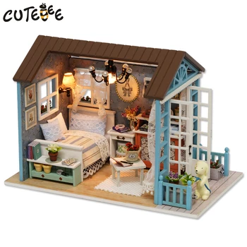 CUTEBEE Doll House Miniatúrne DIY domček pre bábiky S Furnitures Dreveného Domu, Hračky Pre Deti Darček k Narodeninám Z007