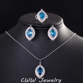 CWWZircons Vysokej Kvality Red Crystal 925 Sterling Silver Náhrdelníky Náušnice A Prsteň Súpravy Šperkov Pre Ženy Vianočný Darček T192