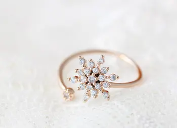 CZ Kryštálmi Snowflake Krúžok Nastaviteľné Crystal Otvoriť Krúžky Elsa v Pohode Módne Šperky pre Ženy Bridesmaid, Svadobné Vianočný darček