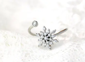 CZ Kryštálmi Snowflake Krúžok Nastaviteľné Crystal Otvoriť Krúžky Elsa v Pohode Módne Šperky pre Ženy Bridesmaid, Svadobné Vianočný darček
