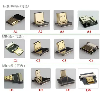D Micro HDMI Samec na Predlžovací Kábel 1080P pre mobilný Telefón, tablet, fotoaparát FPC FPV MICRO HDMI KÁBEL