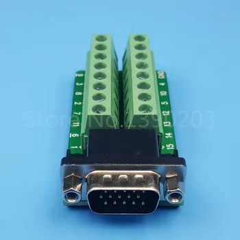 D-SUB DB15 VGA Male 3Row 15 kolíkový Konektor Breakout PCB Doska Konektory Adaptéra