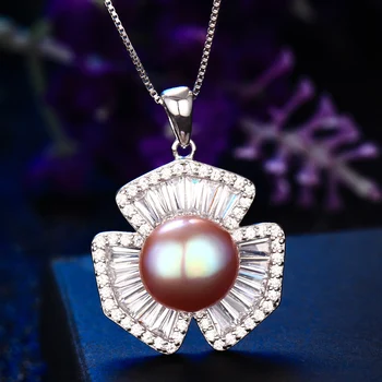 Dainashi 2017 hot predaj Luxusný a ušľachtilý ďatelina s Lesklým kameň silver pearl dlhý náhrdelník jemné šperky pre lady darček