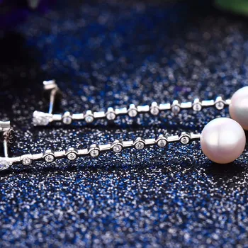 Dainashi 925 sterling silver skutočné prírodné sladkovodné pearl náušnice jemné šperky, dlhé náušnice Bijoux jemné Doplnky
