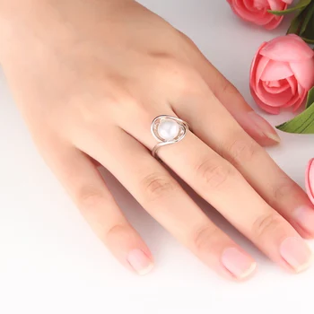 Dainashi designer navrhnúť jedinečný štýl v súlade s trendom 925 silver pearl resizable krúžky jemné šperky pre ženy, darčeky