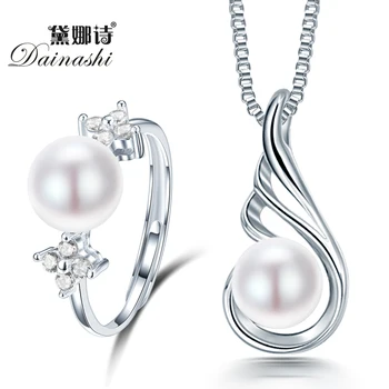 Dainashi Nové Módne 925 sterling silver náhrdelníky prstene pre ženy, prírodné perly šperky, svadobné šperky, snubné prstene, súpravy