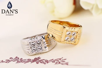 DAN JE 2Colors Značky DANS PRVOK Prstene pre mužov Skutočné Rakúsko Crystal Fashion snubný prsteň Zirconia 90044